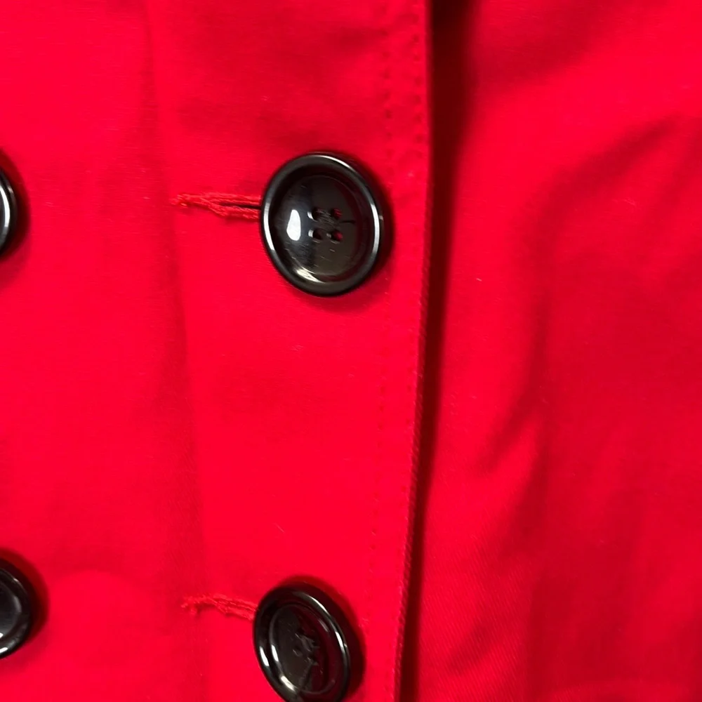 Daisy Fuentes Vibrant Red Double-Breasted Pea Coat - Picture 3 of 7